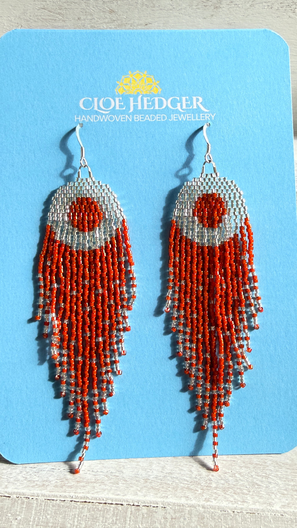 Red Beaded Fringe Earrings