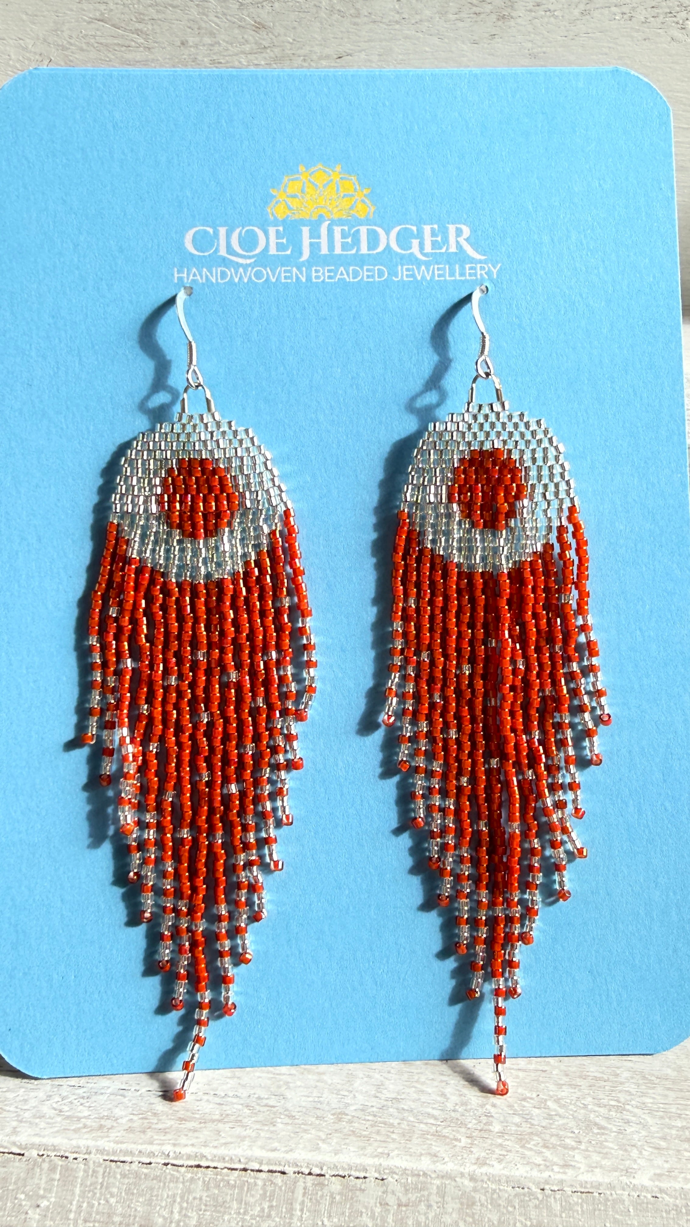 Red Beaded Fringe Earrings