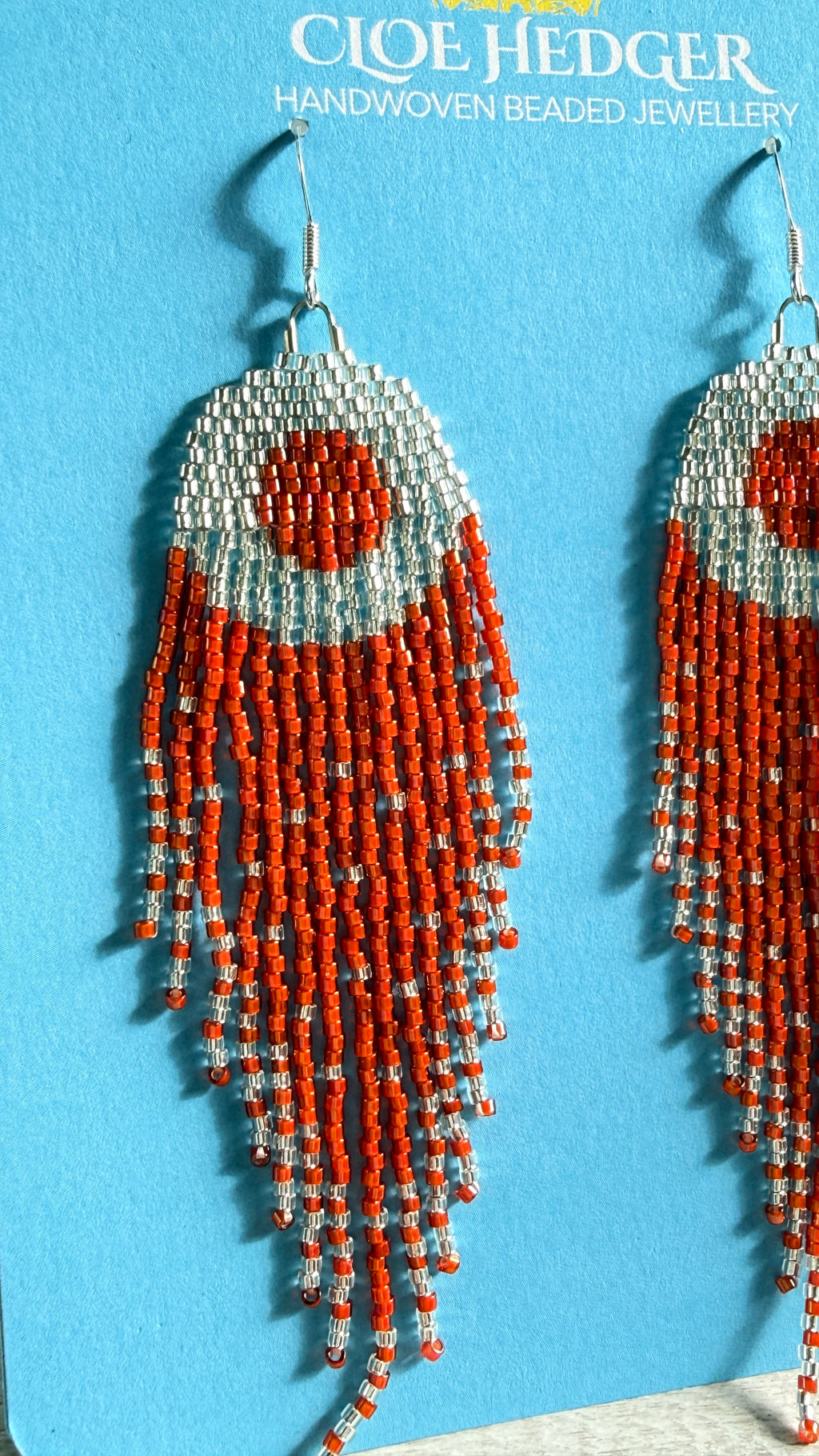 Red Beaded Fringe Earrings