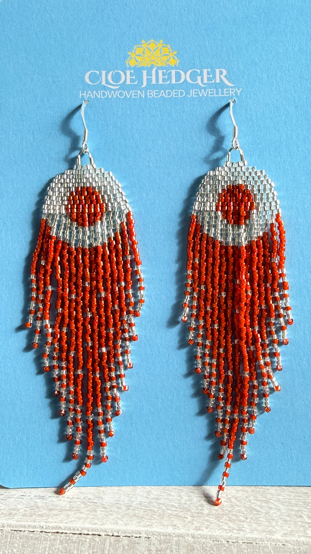 Red Beaded Fringe Earrings