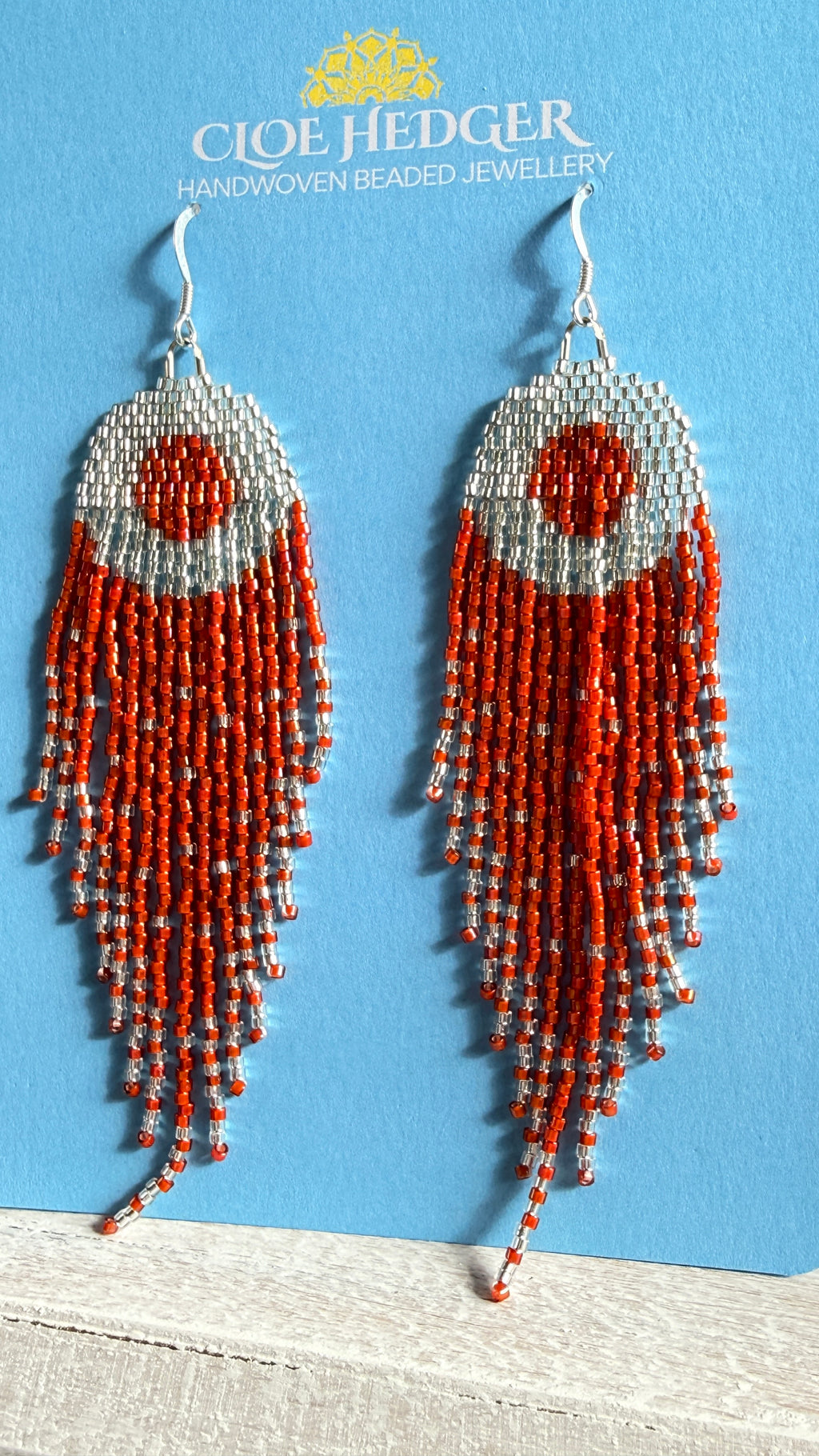 Red Beaded Fringe Earrings