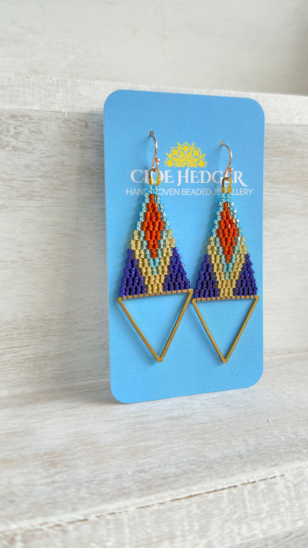 Brass Triangle Woven Earrings
