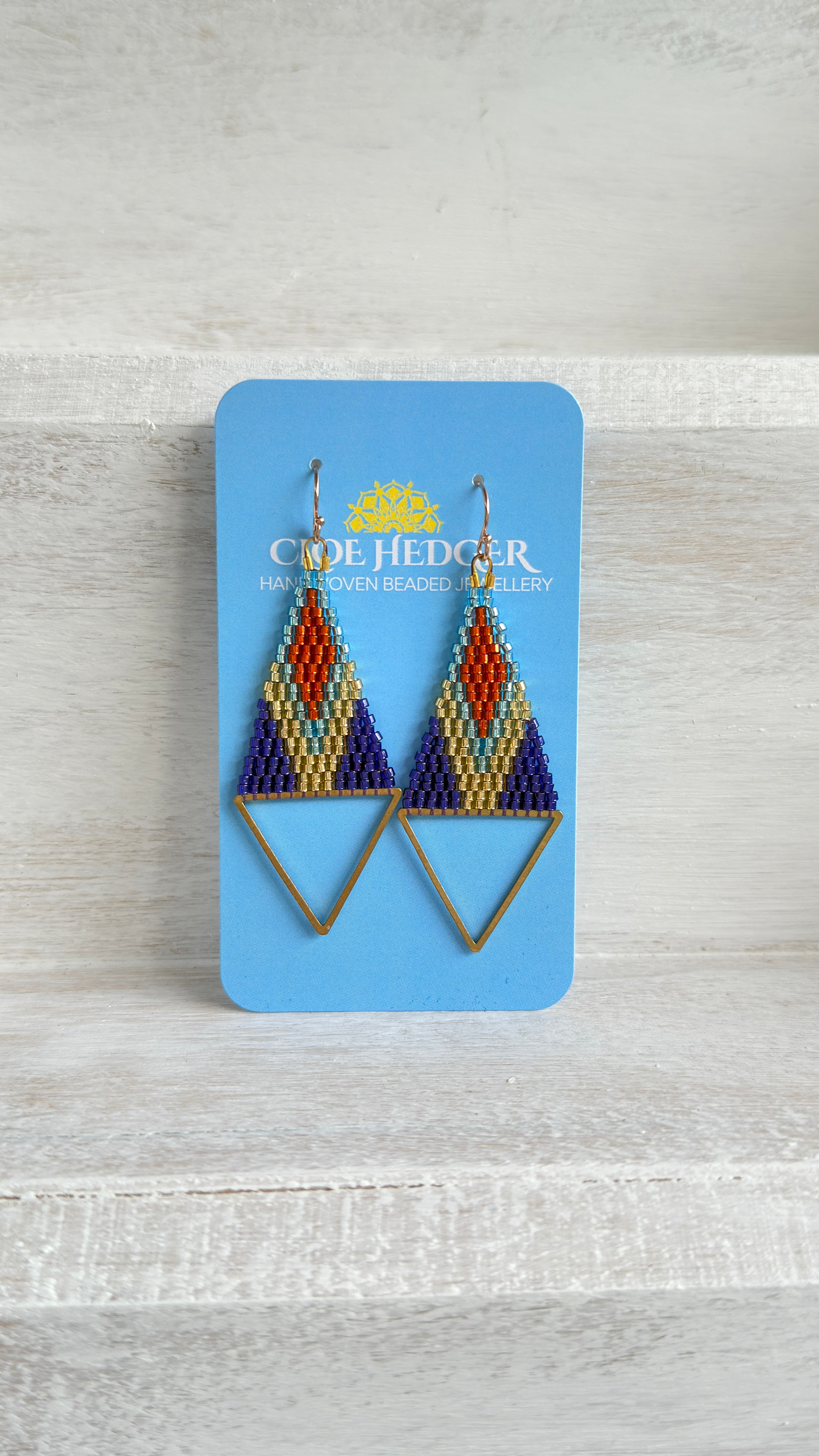 Brass Triangle Woven Earrings
