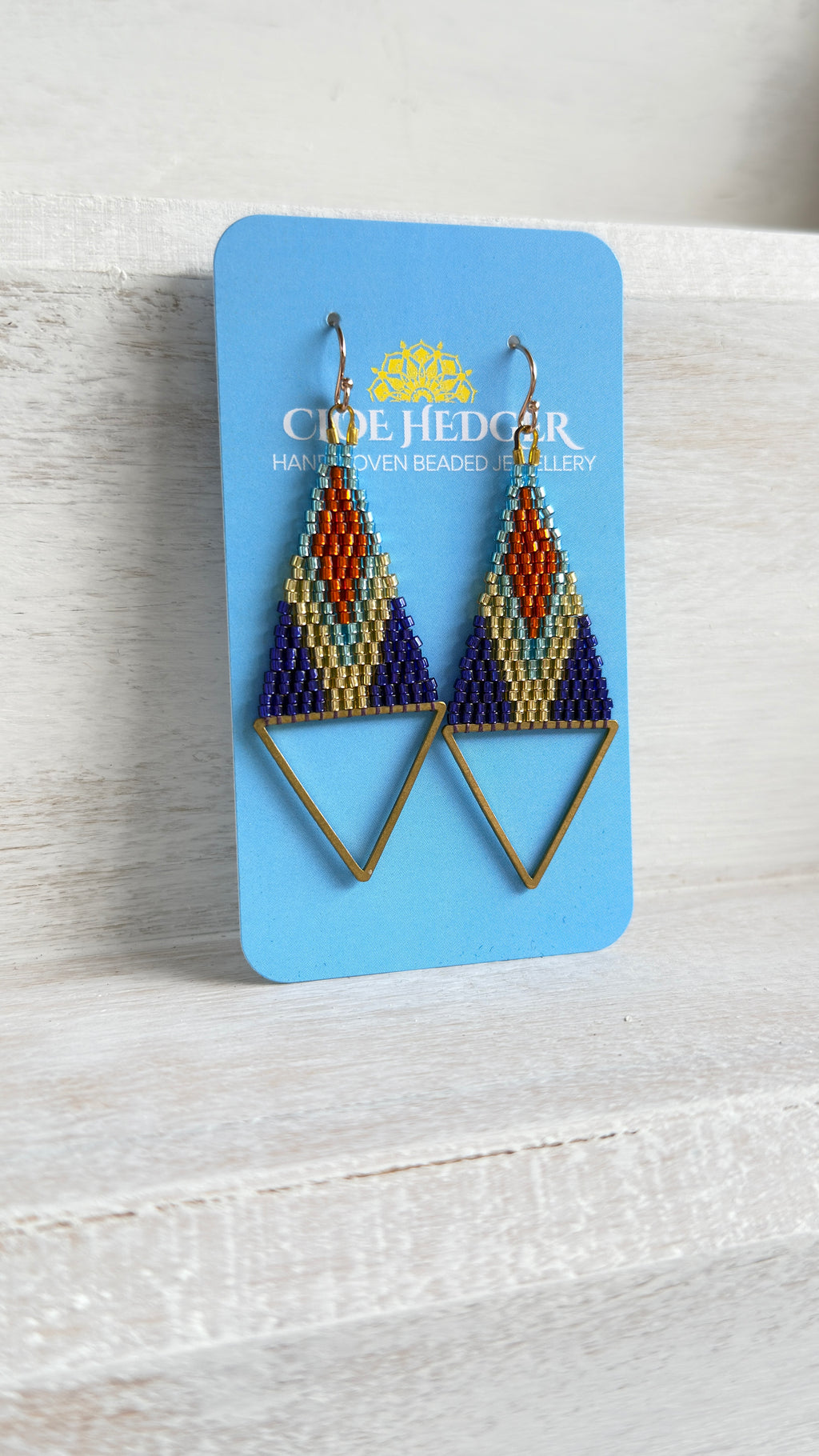 Brass Triangle Woven Earrings
