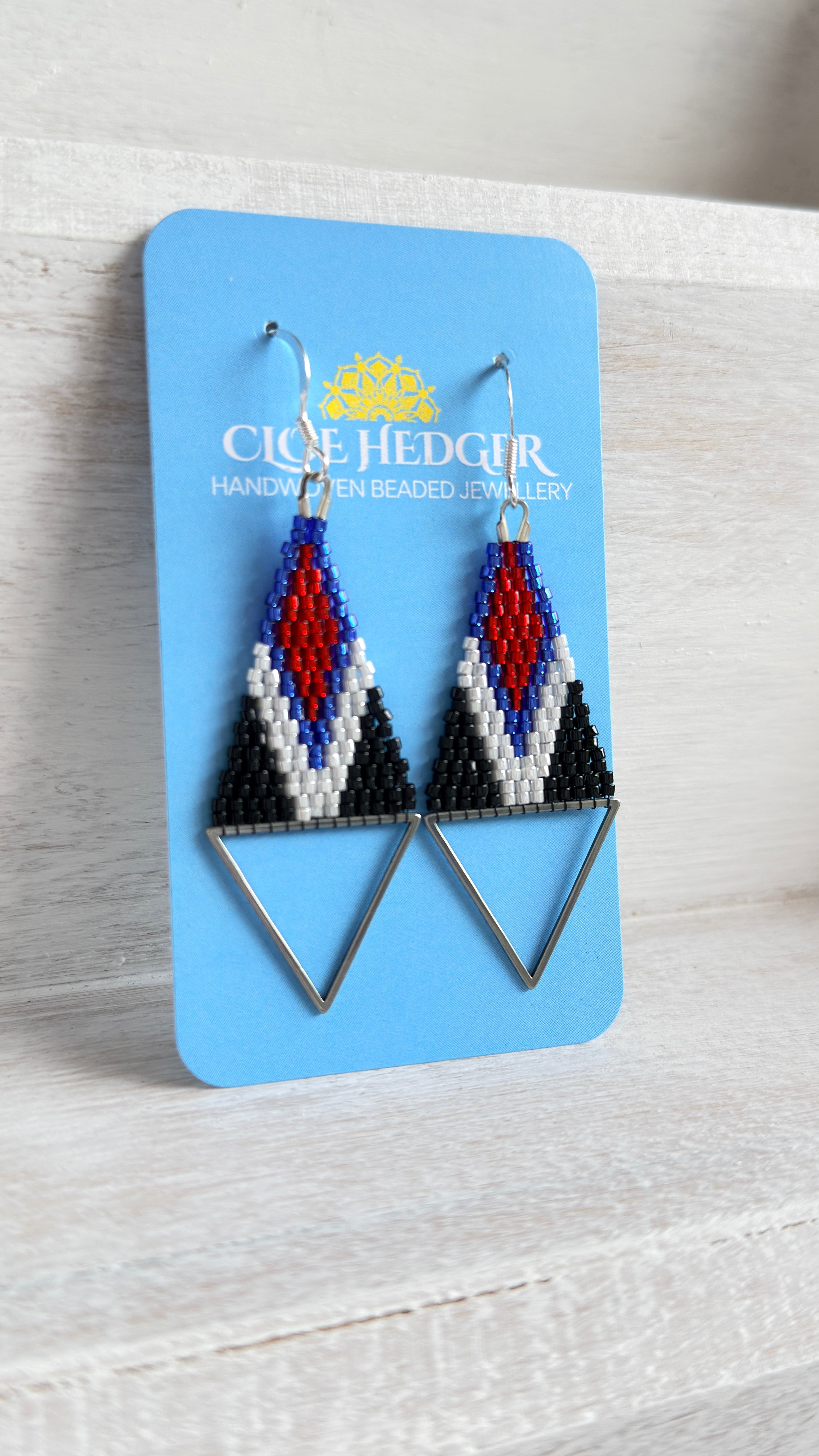 Steel Triangle Woven Earrings