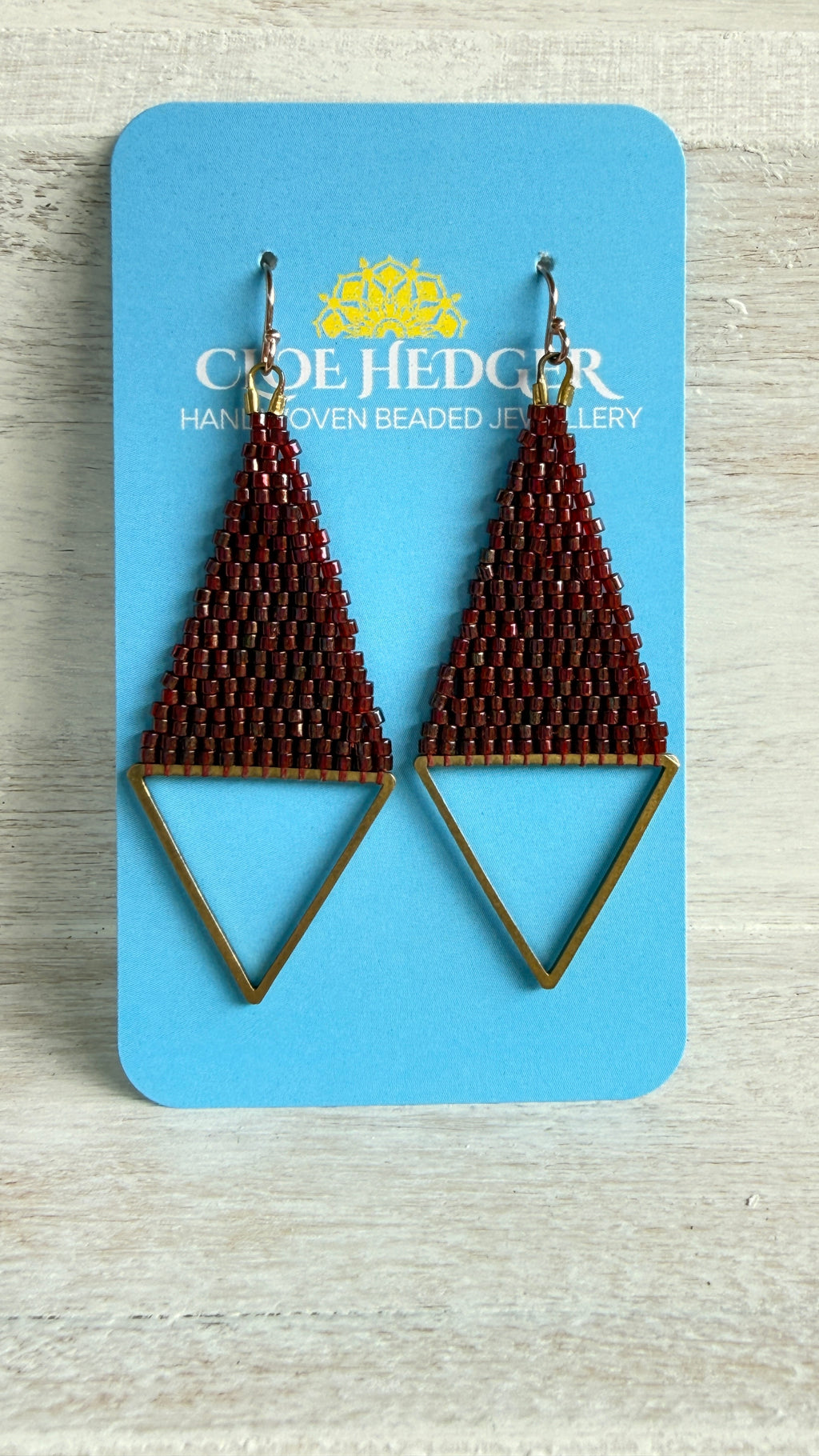 Brass Triangle Woven Earrings