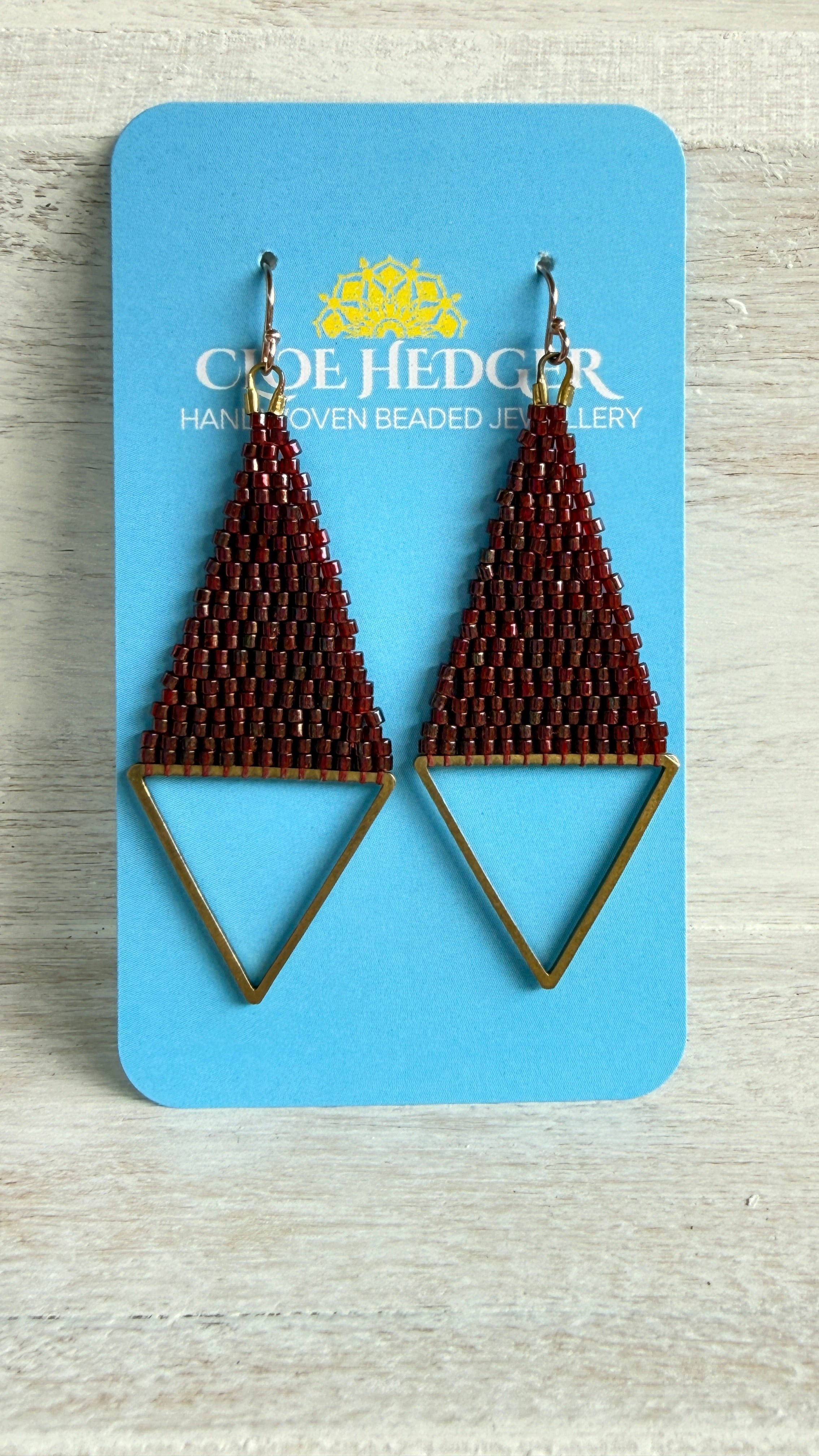 Brass Triangle Woven Earrings