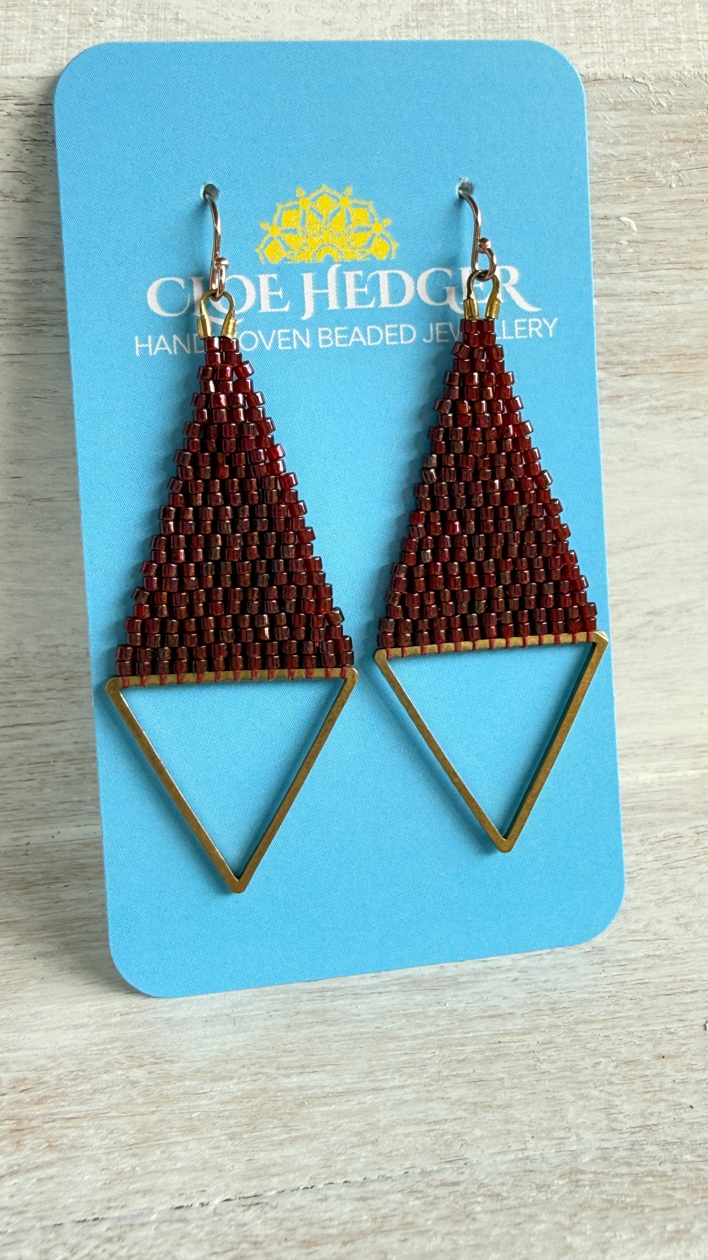 Brass Triangle Woven Earrings