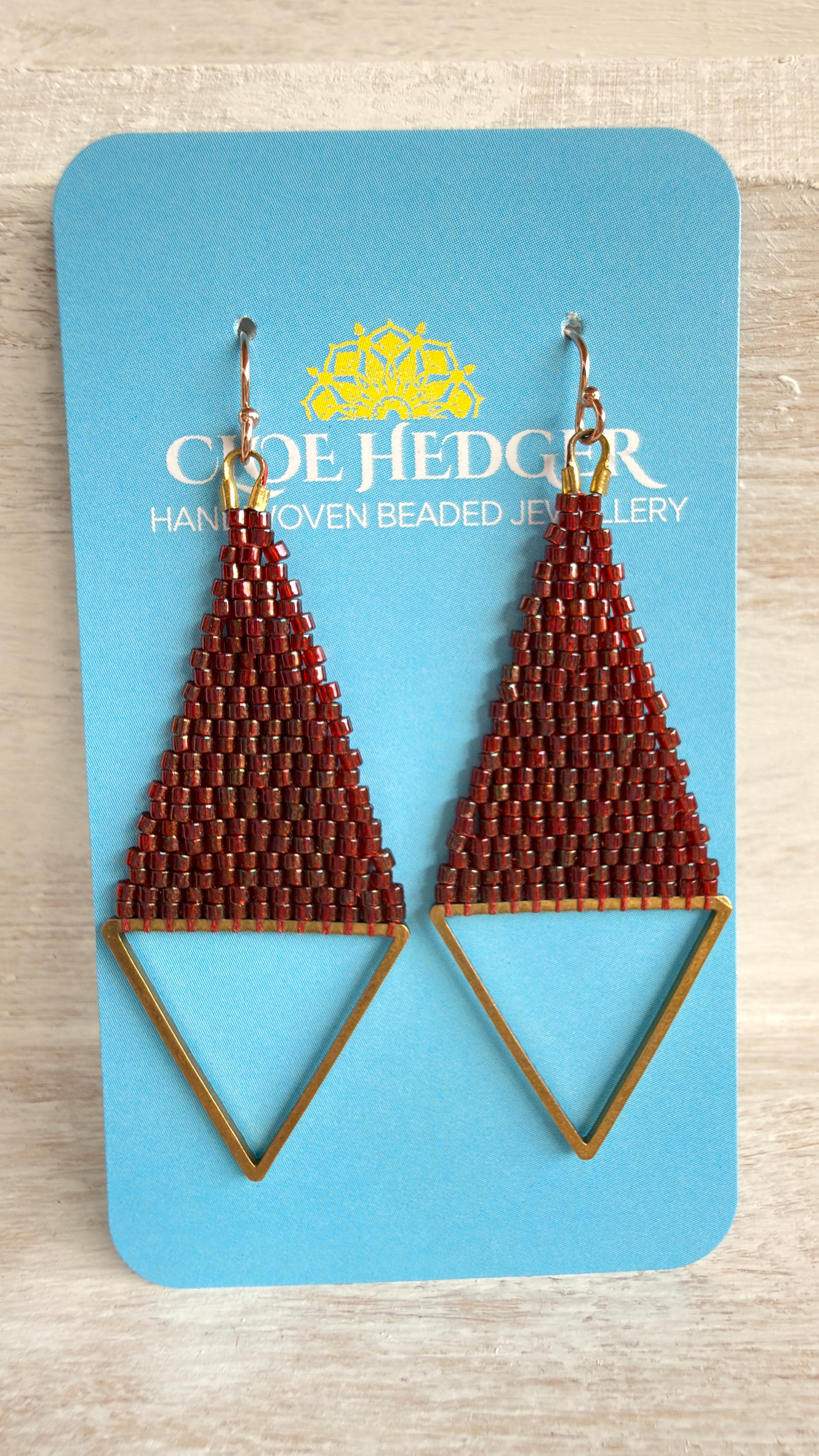 Brass Triangle Woven Earrings