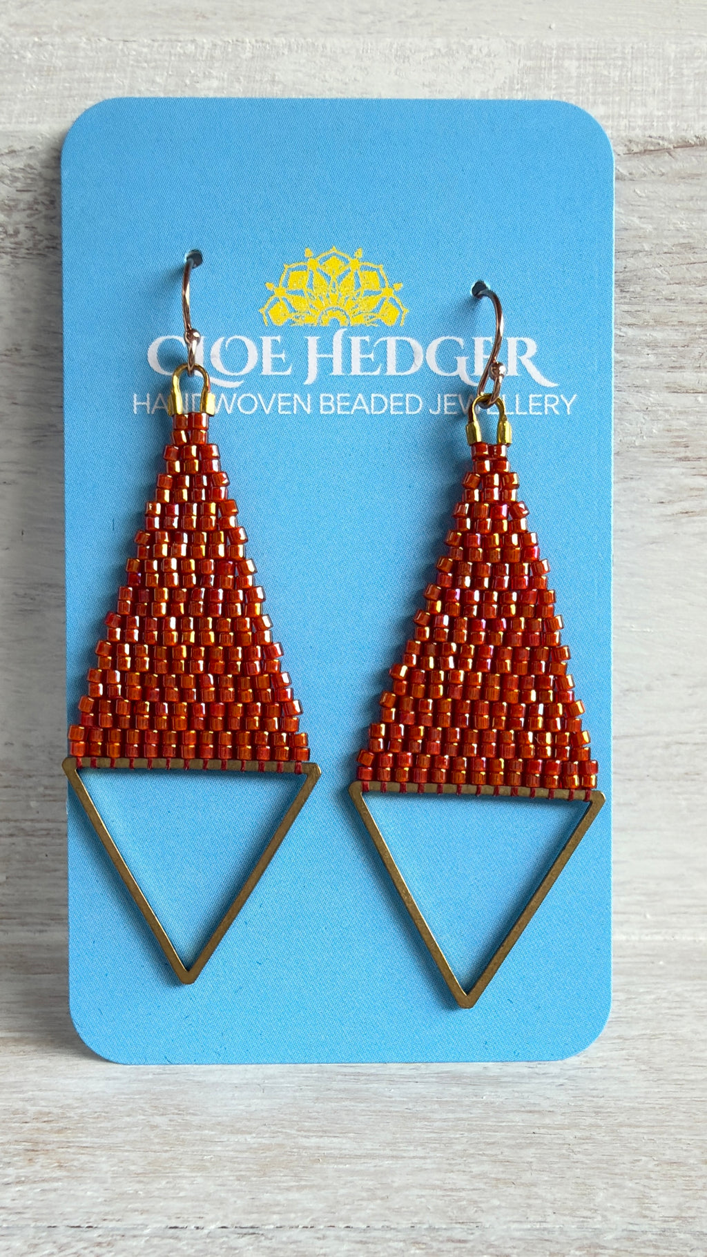 Brass Triangle Woven Earrings