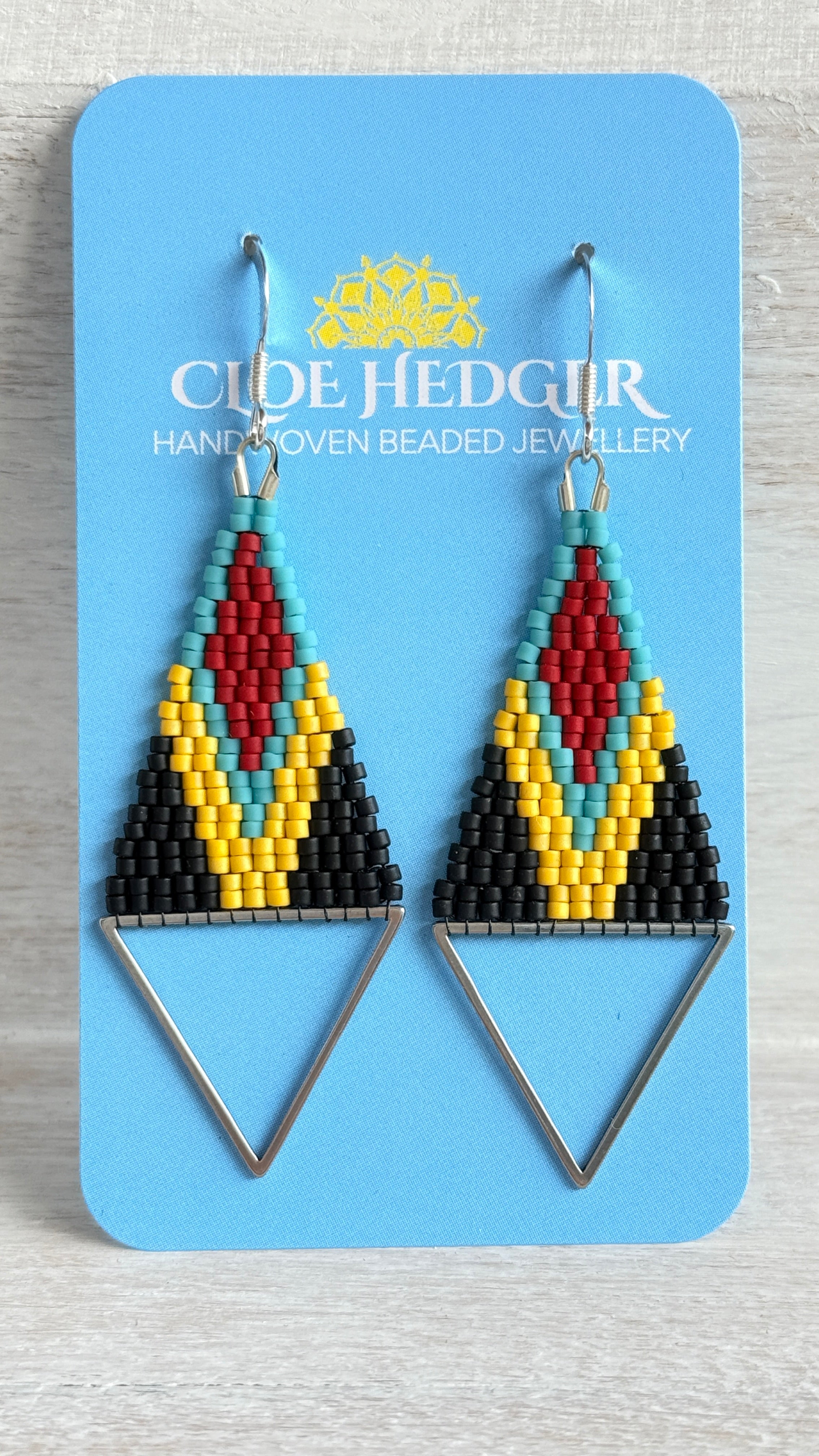 Steel Triangle Woven Earrings