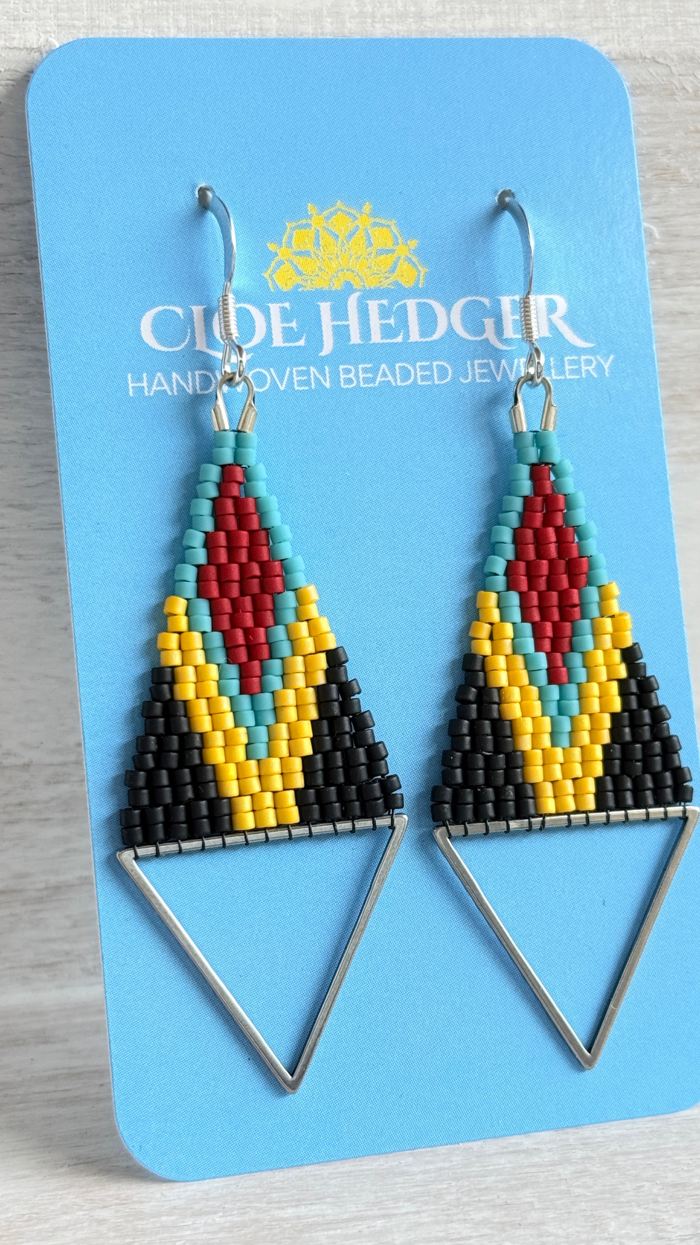 Steel Triangle Woven Earrings
