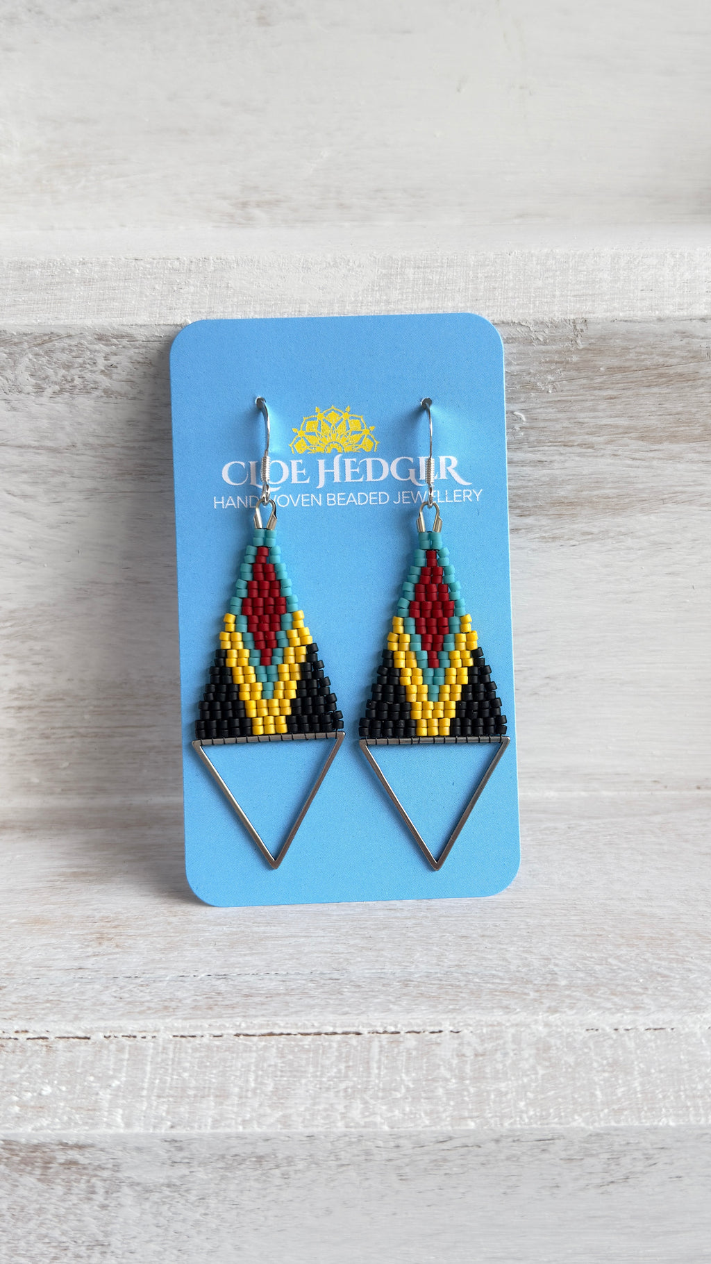 Steel Triangle Woven Earrings
