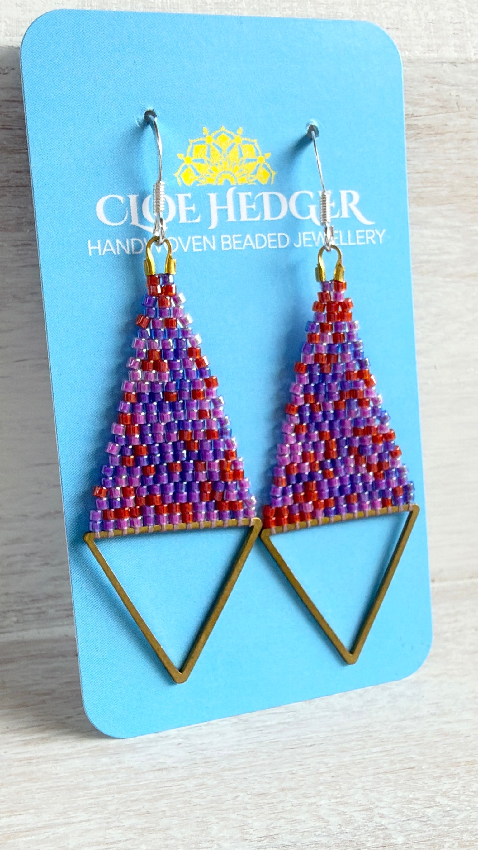 Brass Triangle Woven Earrings