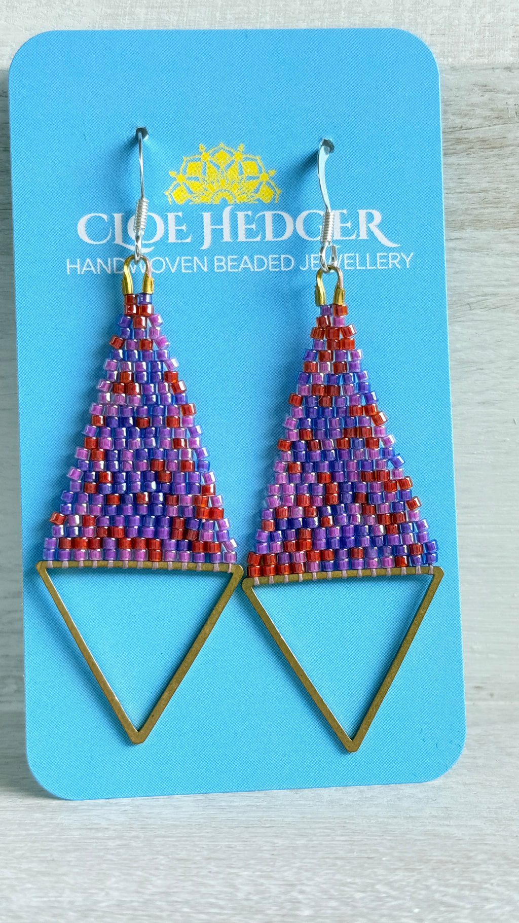 Brass Triangle Woven Earrings