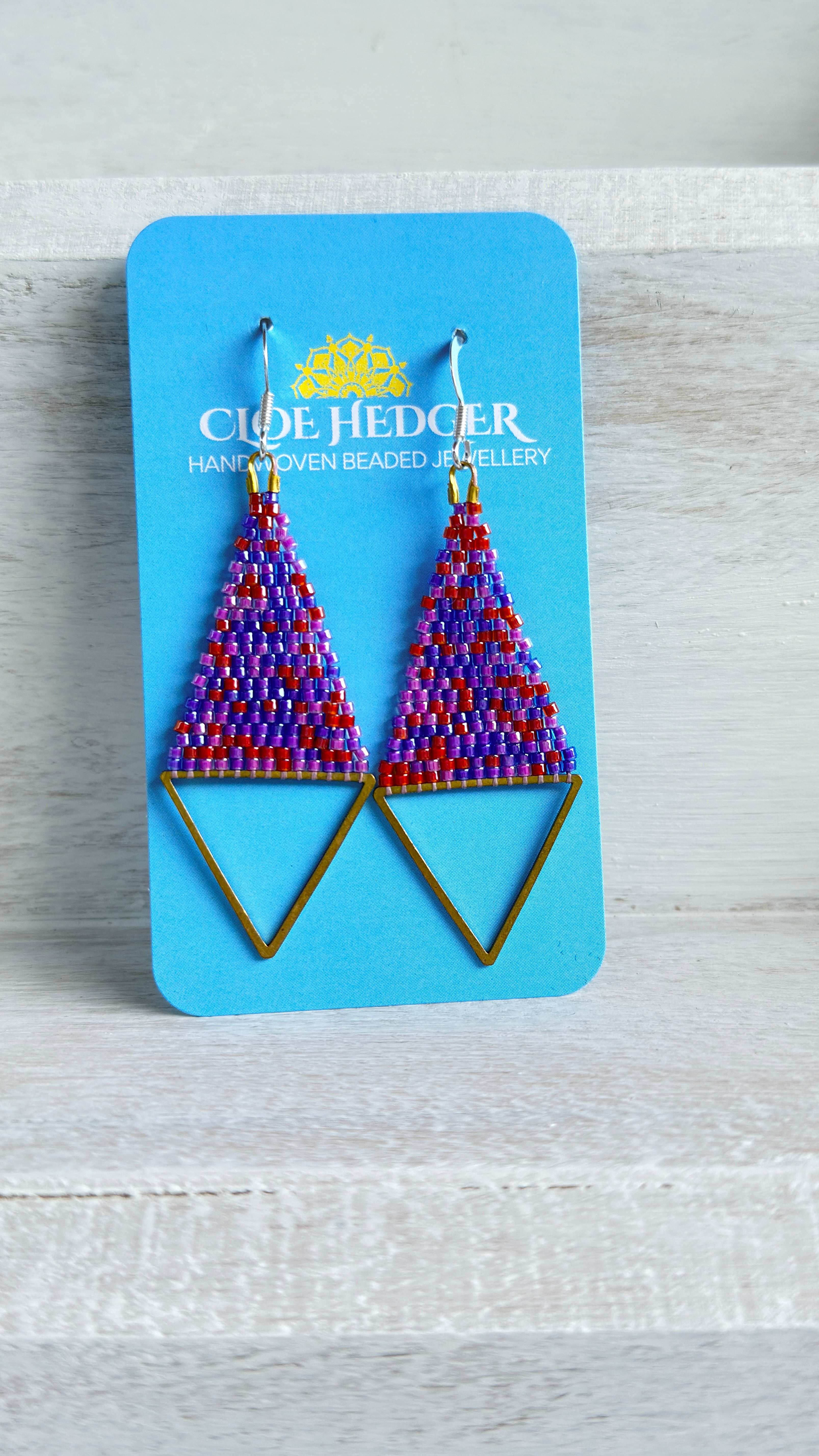 Brass Triangle Woven Earrings