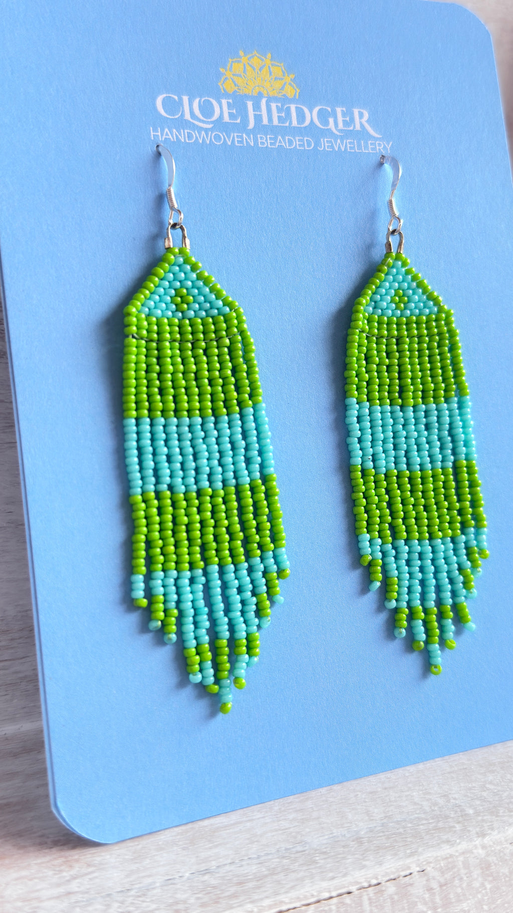 Blue Green Fringe Earrings