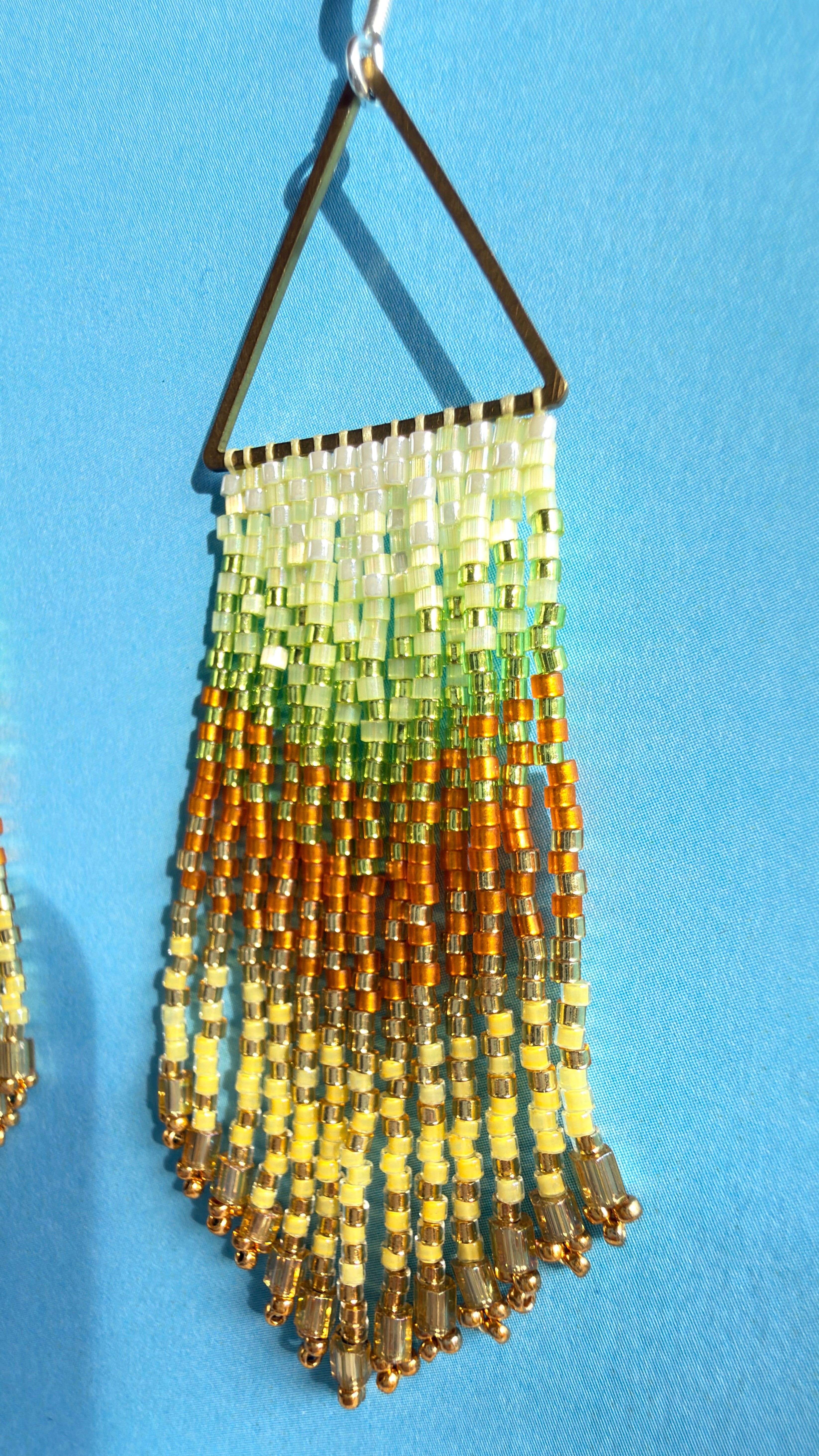 Gradient Sun Beaded Fringe Earrings