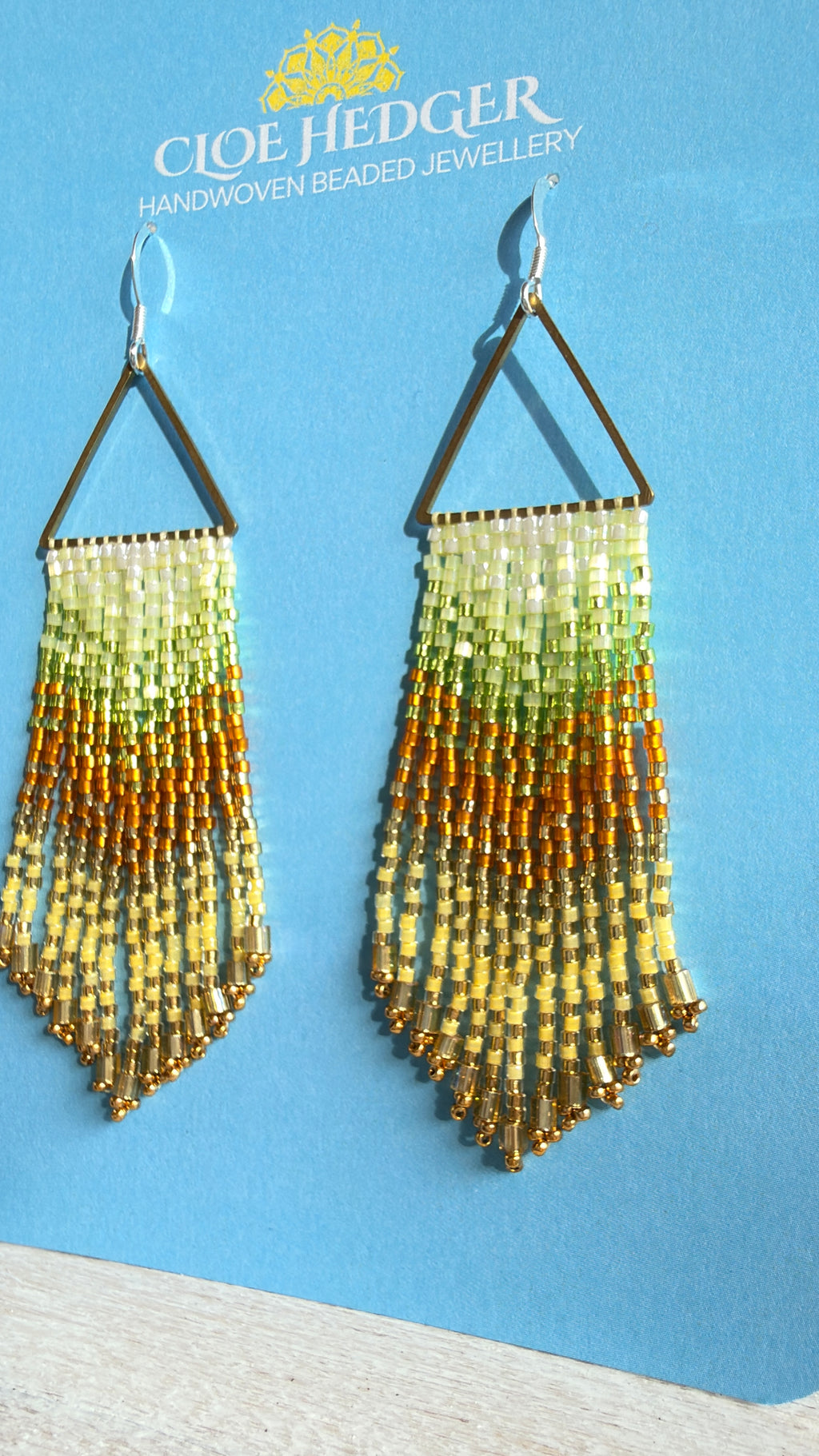 Gradient Sun Beaded Fringe Earrings