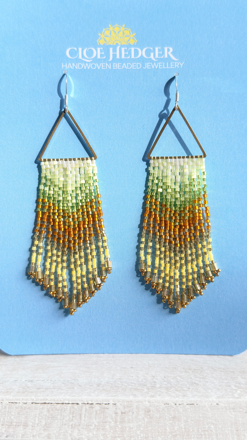 Gradient Sun Beaded Fringe Earrings