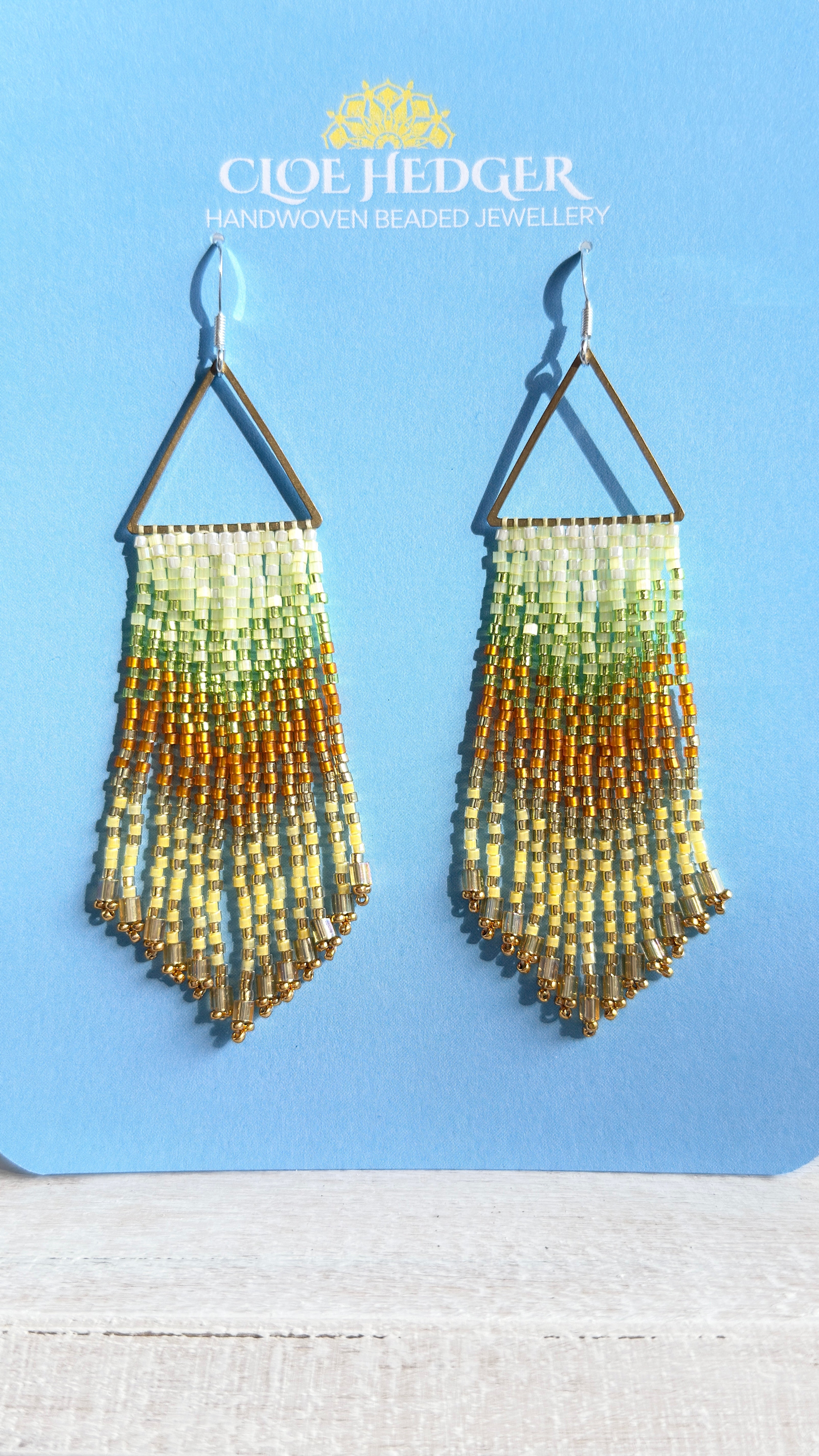 Gradient Sun Beaded Fringe Earrings