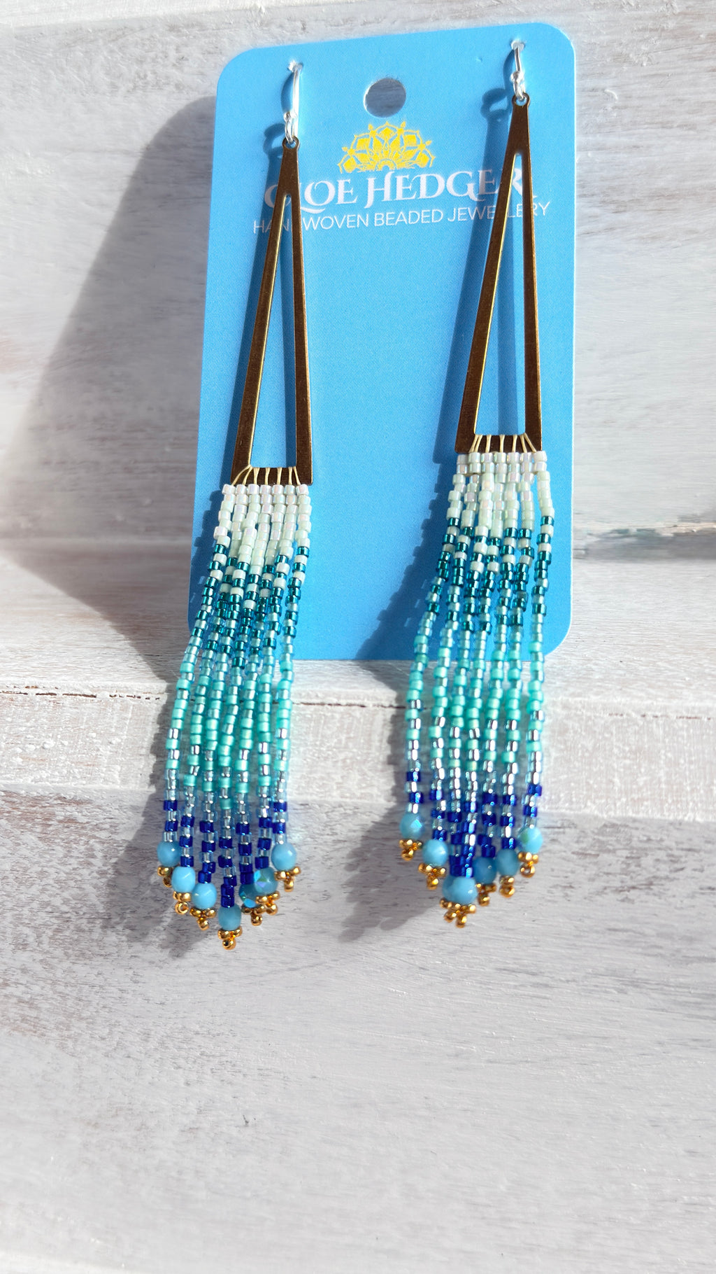 Gradient Sea Beaded Fringe Earrings