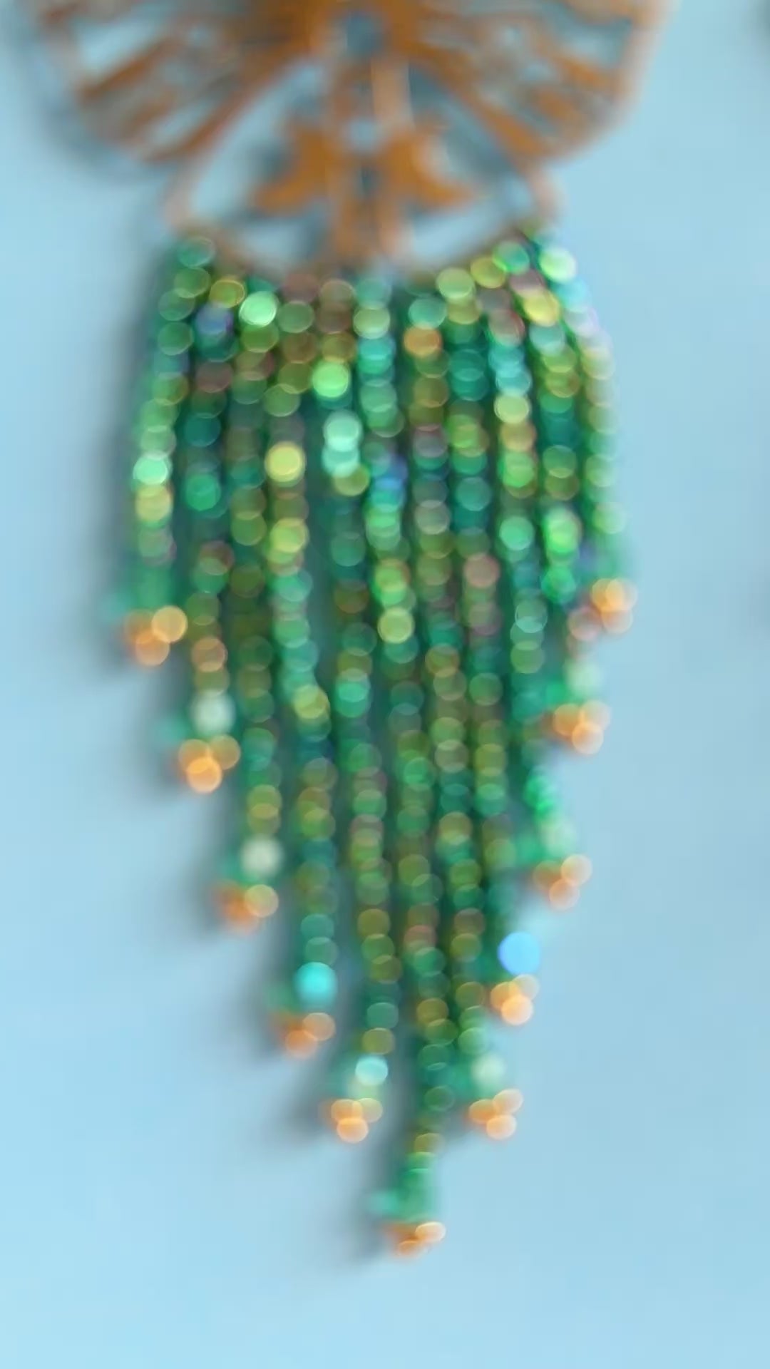 Brass Moth Beaded Fringe Earrings