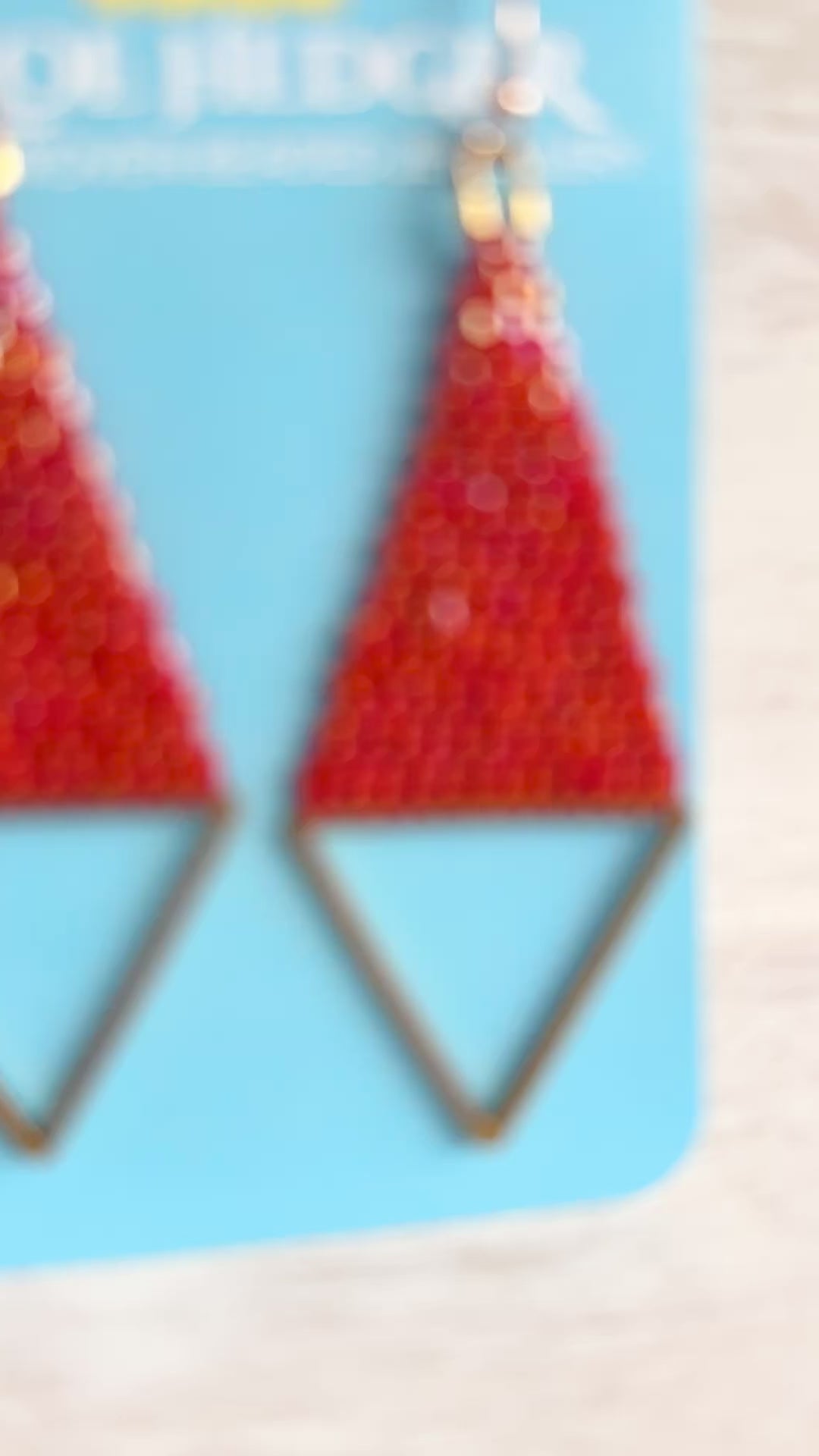 Brass Triangle Woven Earrings