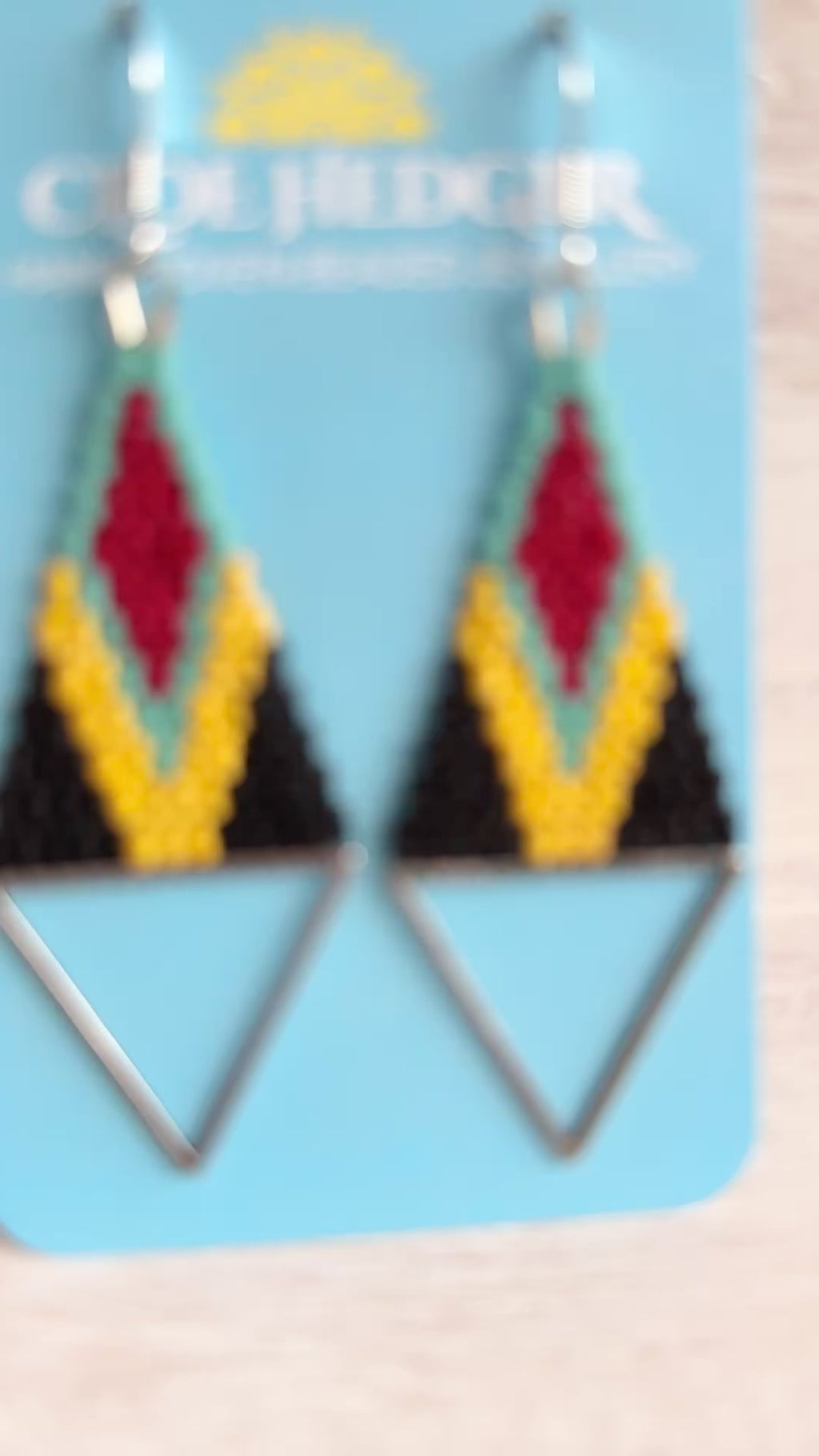 Steel Triangle Woven Earrings