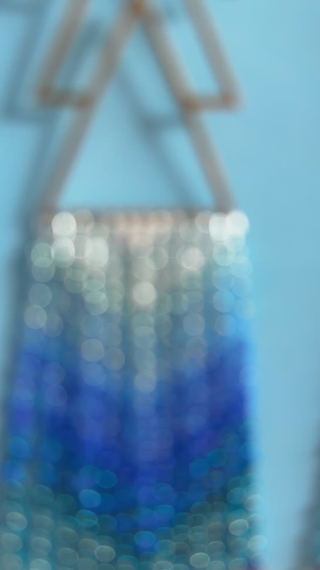 Gradient Blue Beaded Fringe Earrings