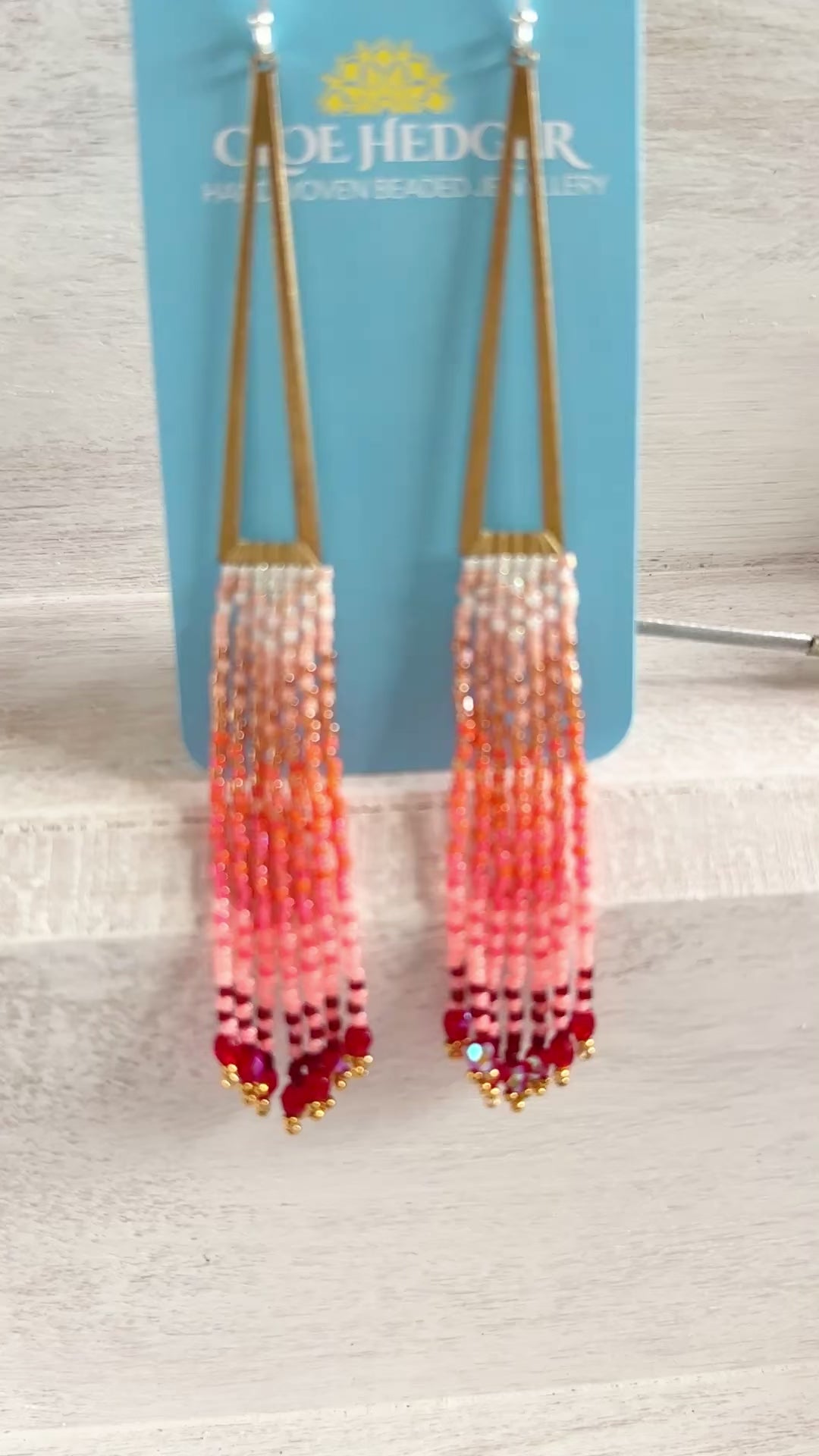 Gradient Sunset Beaded Fringe Earrings